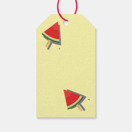 Etiqueta Para Presente Padrão de Fatia de Melancia de Verão, Vermelho, Ve