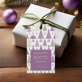 Etiqueta Para Presente Padrão de Feliz de Natal Verde Roxo nº 25 ID1009