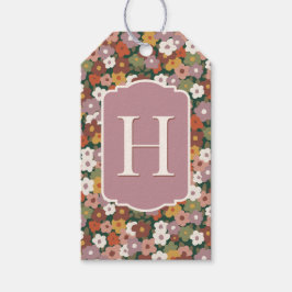 Etiqueta Para Presente Padrão de Flor Festiva de Outono