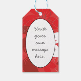 Etiqueta Para Presente Padrão de Flor Vermelho