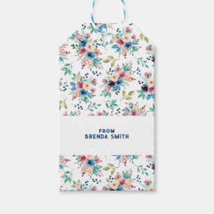 Etiqueta Para Presente Padrão de flores coloridas da primavera
