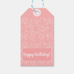 Etiqueta Para Presente Padrão de Flores Silvestres Brancas Fofas Monogram