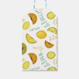 Etiqueta Para Presente Padrão de Frutas Zesty de Limão & Lima