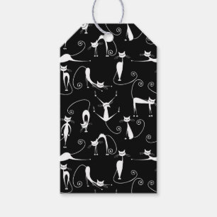 Etiqueta Para Presente Padrão de Gato Branco Esbranquiçado Um presente pa
