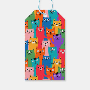 Etiqueta Para Presente Padrão de gatos coloridos