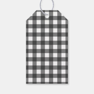 Etiqueta Para Presente Padrão de Gingham Impressão de Vichy Preto e Bra