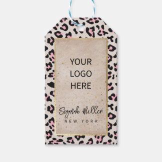 Etiqueta Para Presente Padrão de Guepardo e Dourado Vintage