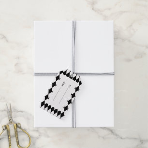 Etiqueta Para Presente Padrão de Harlequin Branco Preto