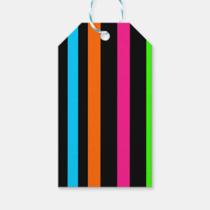 Etiqueta Para Presente Padrão de Listras Neon