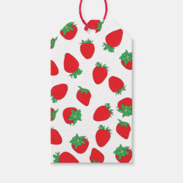 Etiqueta Para Presente Padrão de Morango com Texto de Nome