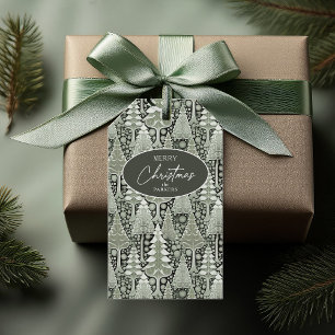 Etiqueta Para Presente Padrão de Natal da Terra Verde nº 6 ID1009