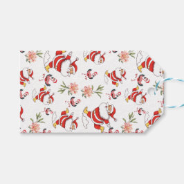 Etiqueta Para Presente Padrão de Natal para Papais noeis Tropicais Flamin
