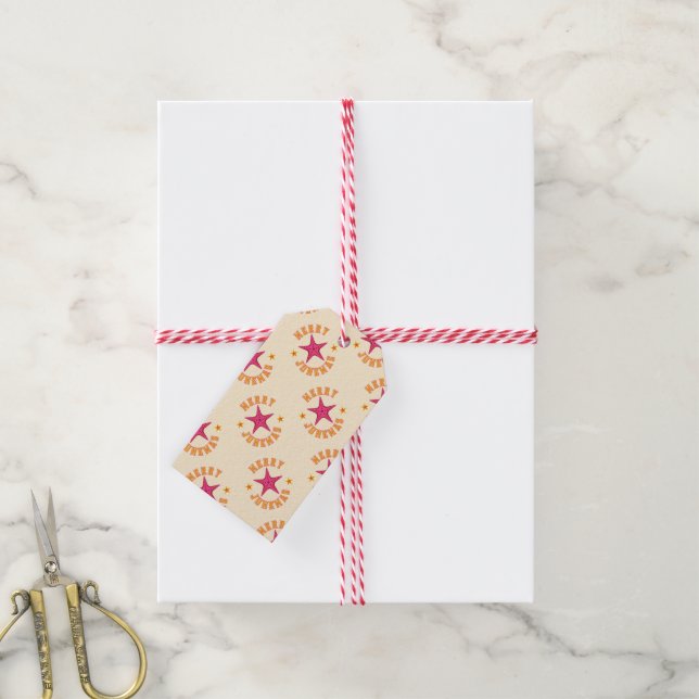 Etiqueta Para Presente Padrão de Natal Tropical de Merry Junemas (Com cordão)