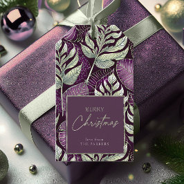 Etiqueta Para Presente Padrão de Natal Verde Roxo nº 29 ID1009