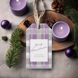 Etiqueta Para Presente Padrão de Natal Verde Roxo nº 7 ID1009