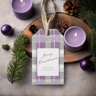 Etiqueta Para Presente Padrão de Natal Verde Roxo nº 7 ID1009