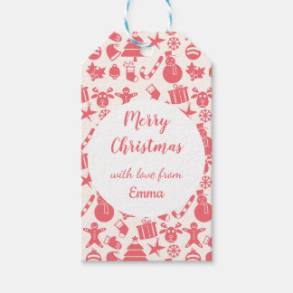 Etiqueta Para Presente Padrão de Natal Vermelho - Festivo e Divertido