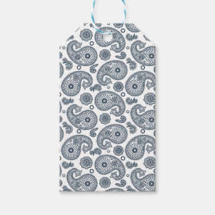 Etiqueta Para Presente Padrão de paisley azul escuro indiano sem costura