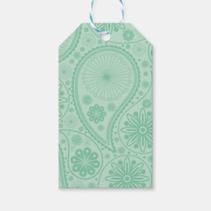 Etiqueta Para Presente Padrão de paisley verde da Casa Mint