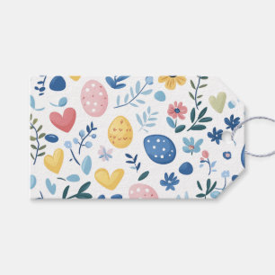 Etiqueta Para Presente Padrão de Páscoa Azul Escuro Pastel