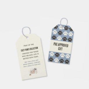 Etiqueta Para Presente Padrão de Pegada Prata Azul