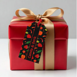 Etiqueta Para Presente Padrão de Pimenta Malagueta Apimentada Festa Perso