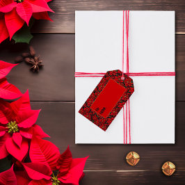 Etiqueta Para Presente Padrão de Poinsettia Natal de Férias Vermelhas