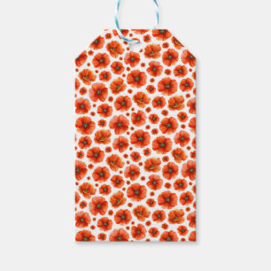 Etiqueta Para Presente Padrão de Poppies de Aquarela