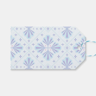 Etiqueta Para Presente Padrão de repetição floral geométrica azul pastel