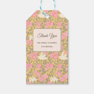 Etiqueta Para Presente Padrão de Rola Pálida Floral Rosa Pastel