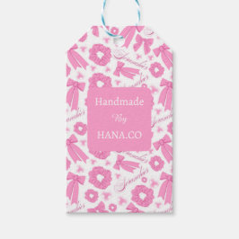 Etiqueta Para Presente Padrão de Scrunchies Rosa Feminino Acessório de Ca