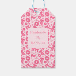 Etiqueta Para Presente Padrão de Scrunchies Rosa Feminino Acessório de Ca