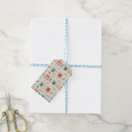 Etiqueta Para Presente Padrão de selo postal de Natal vintage