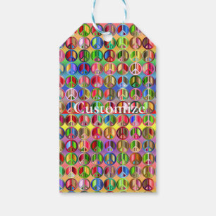 Etiqueta Para Presente padrão de símbolos de paz multicoloridos