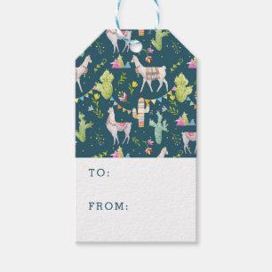 Etiqueta Para Presente Padrão de Sinalizador de Watercolor Llama