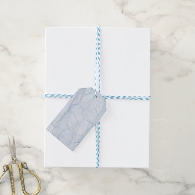 Etiqueta Para Presente Padrão de Sombra Azul (Com cordão)