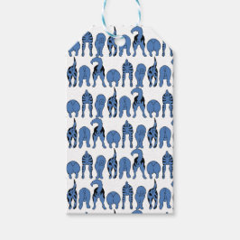 Etiqueta Para Presente Padrão de Traseros de Cachorro Azul