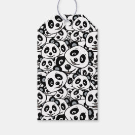 Etiqueta Para Presente Padrão de Urso Panda Preto e Branco Moderno Fofo