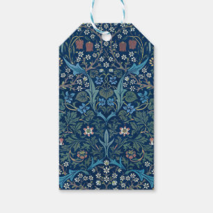 Etiqueta Para Presente Padrão do espinho preto da Vintage Azul Morris
