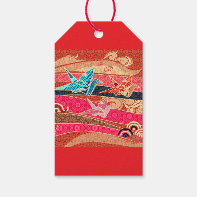 Etiqueta Para Presente Padrão do Festival Orizuru (Frente)