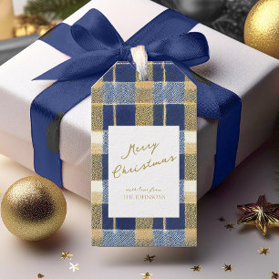Etiqueta Para Presente Padrão Dourado de Natal Azul nº 7 ID1009