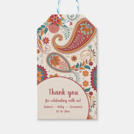 Etiqueta Para Presente Padrão Floral Branco Paisley Boho Vibrante