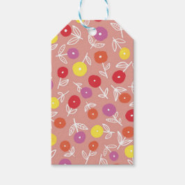 Etiqueta Para Presente Padrão floral de primavera de pêssego
