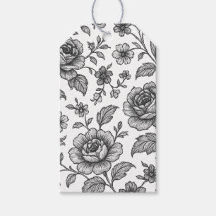 Etiqueta Para Presente Padrão Floral do Vintage Rosa