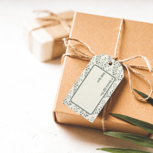 Etiqueta Para Presente Padrão Floral Elegante Boho Sage Creme