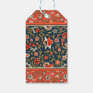 Etiqueta Para Presente Padrão Floral Indo-Persa Boêmio Vintage Vermelho