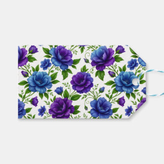 Etiqueta Para Presente Padrão Floral Rosa Azul & Roxo Elegante