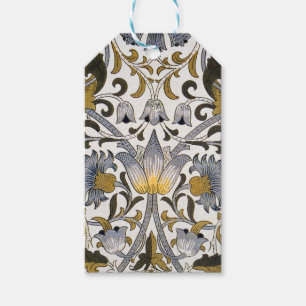 Etiqueta Para Presente Padrão Floral William Morris Lodden: Azul Dourado