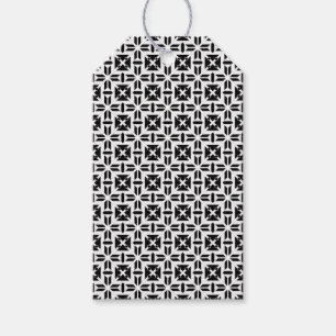 Etiqueta Para Presente Padrão Geométrico Preto e Branco Elegante