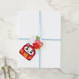 Etiqueta Para Presente padrão kawaii daruma